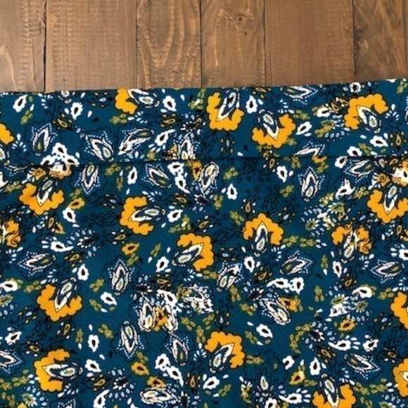 lularoe Cassie Blue & Yellow Floral Pencil Skirt - Picture 2 of 4